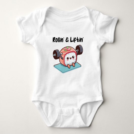 Sushi-Röllchen stemmen Gewichte Baby Strampler (Vorderseite)