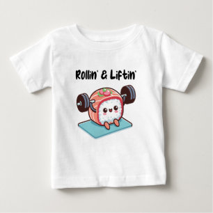 Sushi-Röllchen stemmt Gewichte Baby T-shirt