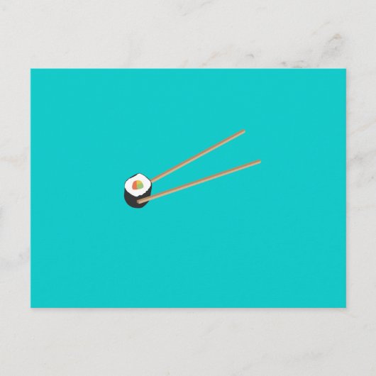 Sushi-Rolle mit Stäbchen Postkarte (Vorderseite)