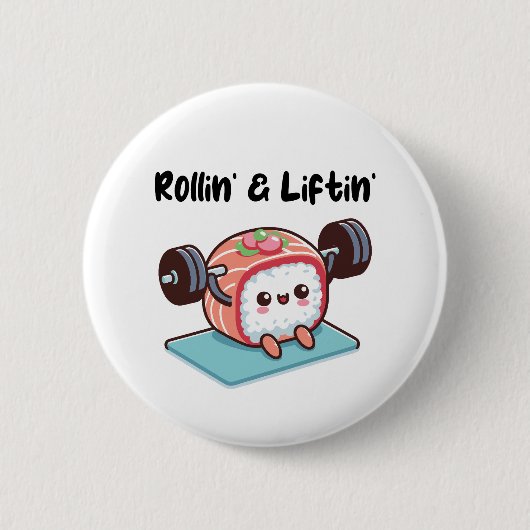 Sushi-Rolle stemmt Gewichte Button (Vorderseite)