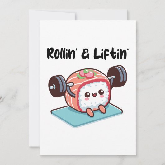 Sushi-Rolle stemmt Gewichte Einladung (Vorderseite)