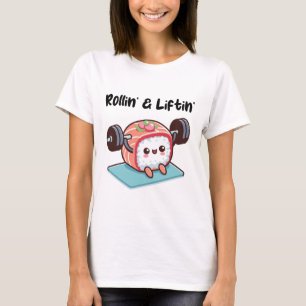 Sushi-Rolle stemmt Gewichte T-Shirt