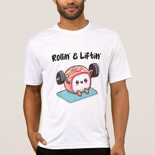 Sushi-Rolle stemmt Gewichte T-Shirt (Vorderseite)