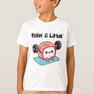 Sushi-Rolle stemmt Gewichte T-Shirt