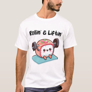 Sushi-Rolle stemmt Gewichte T-Shirt