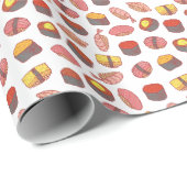 Sushi-Rollen, doodle, bunte Tapeten Geschenkpapier (Rolleneckpunkt)