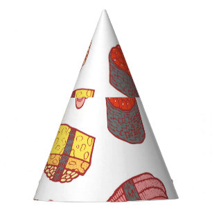 Sushi-Rollen, doodle, bunte Tapeten Partyhütchen