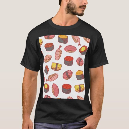 Sushi-Rollen, doodle, bunte Tapeten T-Shirt (Vorderseite)