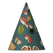 Sushi Rollen: Farbig Nahtlos Vintag. Partyhütchen (Rückseite)