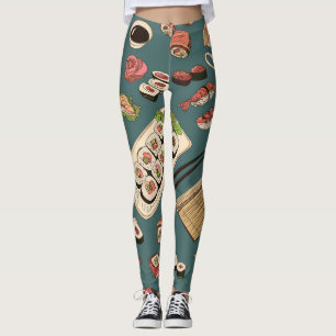 Sushi-Rollen: Farbige nahtlose Vintage. Leggings