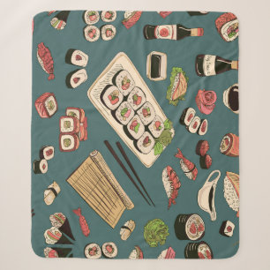 Sushi-Rollen: Farbige nahtlose Vintage. Sherpadecke