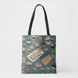 Sushi-Rollen: Farbige nahtlose Vintage. Tasche