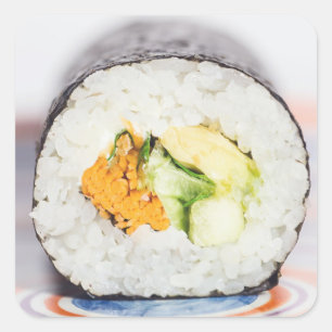 Sushi rollen Fische und Reis Quadratischer Aufkleber
