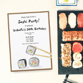 Sushi-Rollen mit Chopstick-Party Einladung