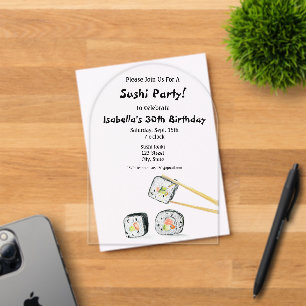 Sushi-Rollen mit Stäbchen-Party Acryleinladungen