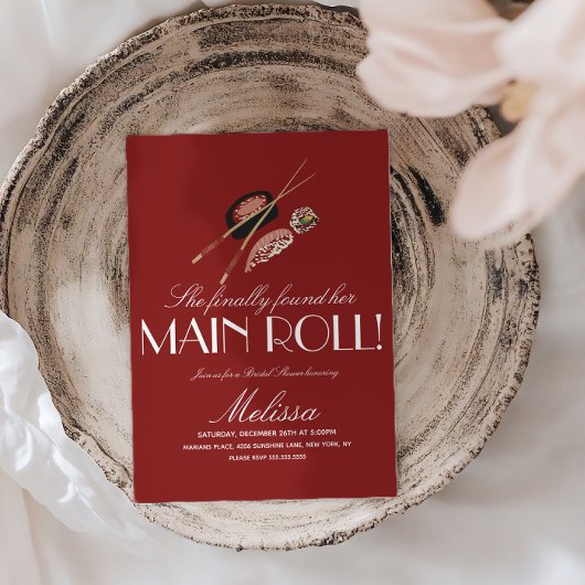 Sushi Rolls Chopsticks Japan Saki Bridal Shower Einladung