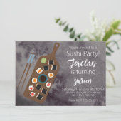 Sushi Rolls Hibachi Asian Restaurant Party Invita Einladung (Stehend Vorderseite)