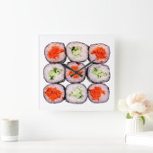Sushi Rolls Japanese Food Template Quadratische Wanduhr (Zuhause)