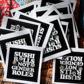 Sushi Rolls nicht Geschlechterrollen Quadratischer Aufkleber