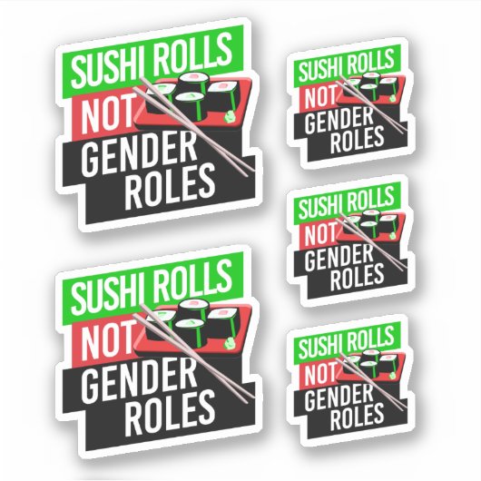 Sushi Rolls not Gender Roles Aufkleber (Vorderseite)