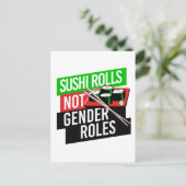 Sushi Rolls not Gender Roles Postkarte (Stehend Vorderseite)