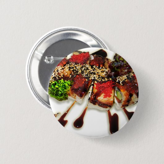 Sushi Rolls Sesame Ginger Wasabi Japan Küche Button (Vorne & Hinten)