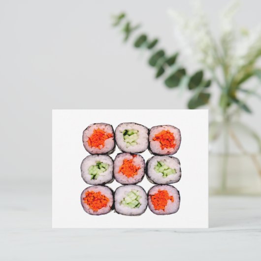 Sushi rollt japanische Lebensmittelvorlage Postkarte (Stehend Vorderseite)