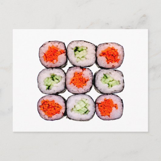 Sushi rollt japanische Lebensmittelvorlage Postkarte (Vorderseite)