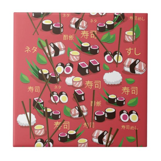 Sushi Rot Fliese (Vorderseite)