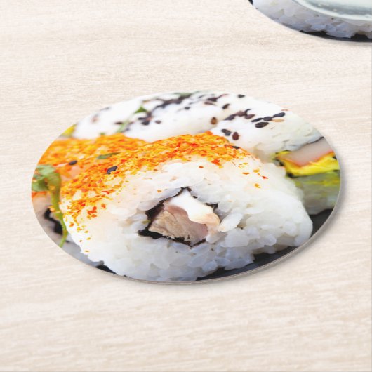 Sushi Runder Pappuntersetzer (Angewinkelt)