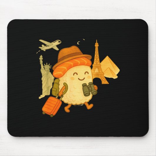 Sushi Salmon Roll Loves To Travel Mousepad (Vorne)