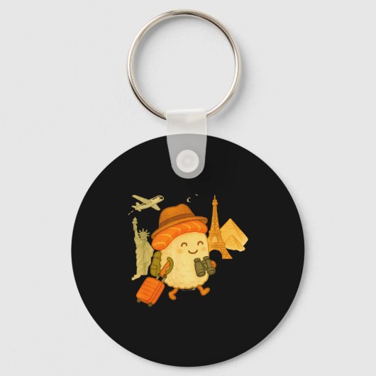 Sushi Salmon Roll Loves To Travel  Schlüsselanhänger (Vorderseite)