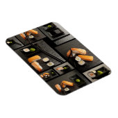 Sushi-Sammlung auf schwarzem Hintergrund Magnet (Rechte Seite)