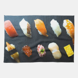 Sushi Sampler on Slate Plate Geschirrtuch