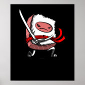 Sushi Samurai Ninja Kawaii Japanisches Essen Poster (Vorne)