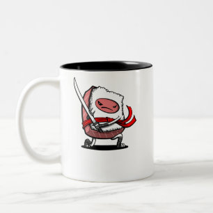 Sushi Samurai Ninja Kawaii Japanisches Essen Zweifarbige Tasse