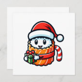 Sushi Santa - Feierliche Rolle mit Geschenk Einladung (Vorne/Hinten)