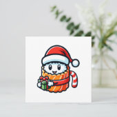 Sushi Santa - Feierliche Rolle mit Geschenk Einladung (Stehend Vorderseite)