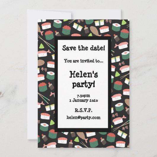 Sushi Save the Date Card (Vorderseite)
