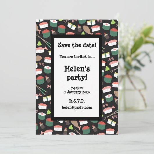 Sushi Save the Date Card (Stehend Vorderseite)