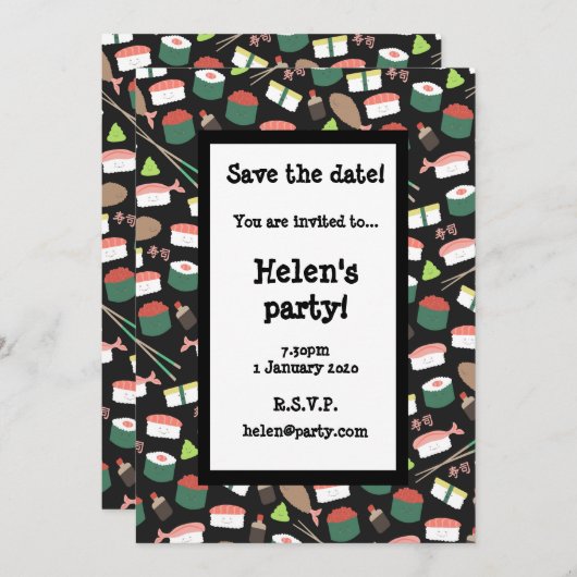 Sushi Save the Date Card (Vorne/Hinten)
