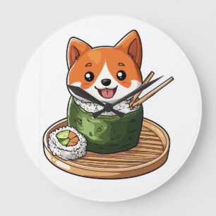 Sushi Shiba � Lustiger Food Hund Große Wanduhr