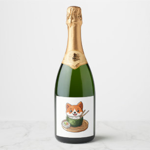 Sushi Shiba � Lustiger Nahrungsmittel Hund Schaumweinetikett