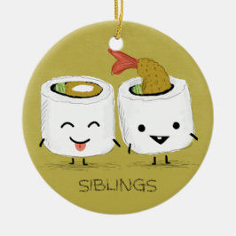 Sushi Siblings Kawaii Tempura Shrimp Sushi Twins Keramikornament