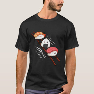 Sushi Sliding on Chopsticks Kawaii Anime Japanisch T-Shirt