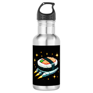 Sushi Spaceship Pixel Art Flying Sushi Roll Design Edelstahlflasche