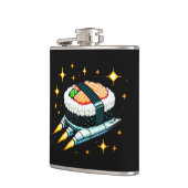 Sushi Spaceship Pixel Art Flying Sushi Roll Design Flachmann (Links)