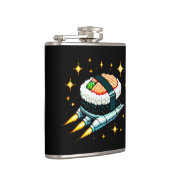 Sushi Spaceship Pixel Art Flying Sushi Roll Design Flachmann (Rechts)