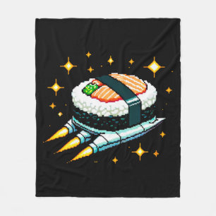 Sushi Spaceship Pixel Art Flying Sushi Roll Design Fleecedecke