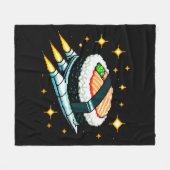 Sushi Spaceship Pixel Art Flying Sushi Roll Design Fleecedecke (Vorderseite (Horizontal))